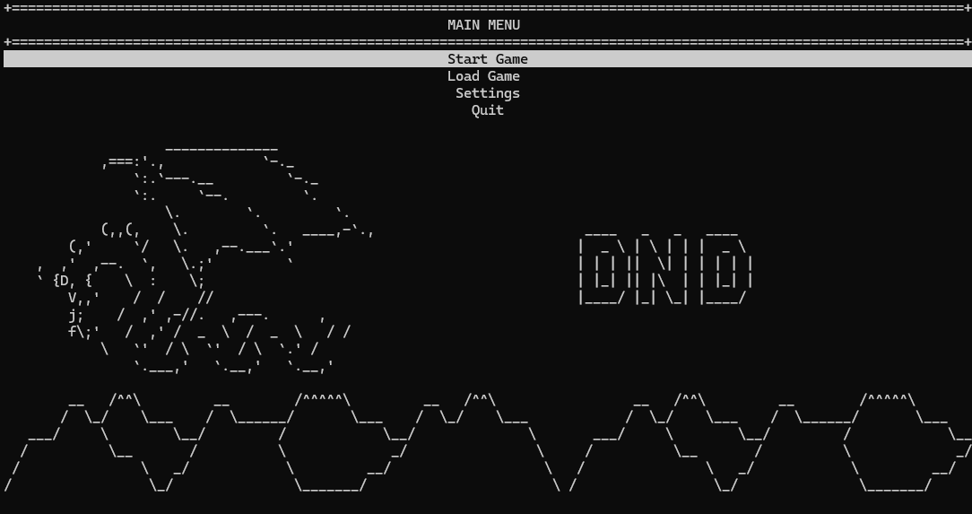 Python DND Ascii Game - Main Screen