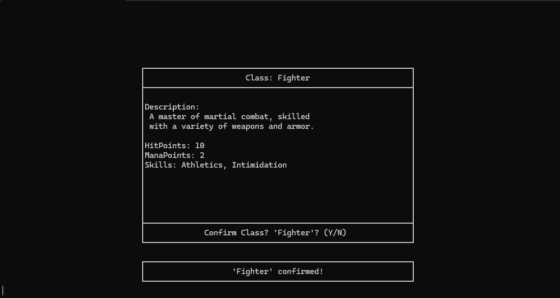Python DND Ascii Game - character creation