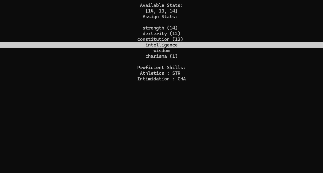 Python DND Ascii Game - character creation