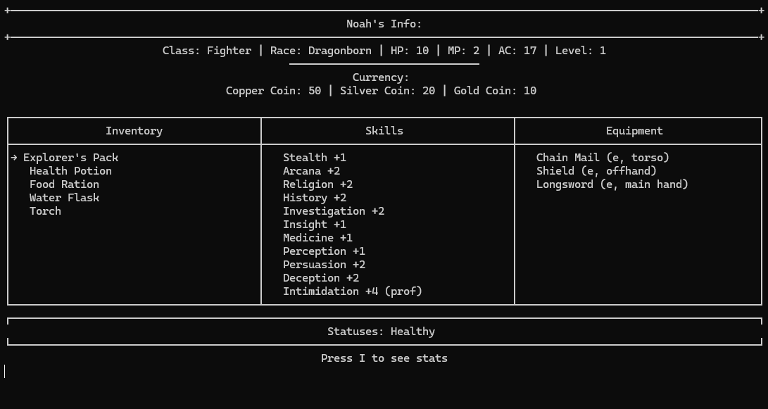 Python DND Ascii Game - Map